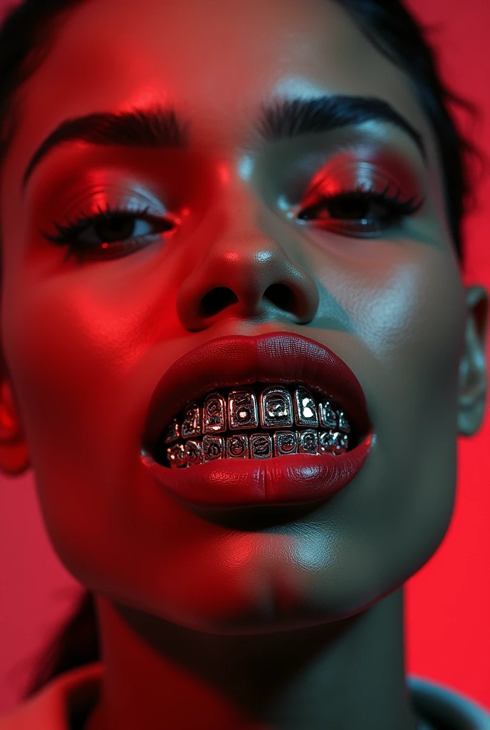Red mouth with grillz written LabDelaxx