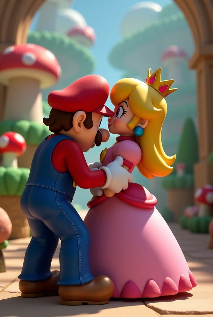 Mario sniffs Peach's back