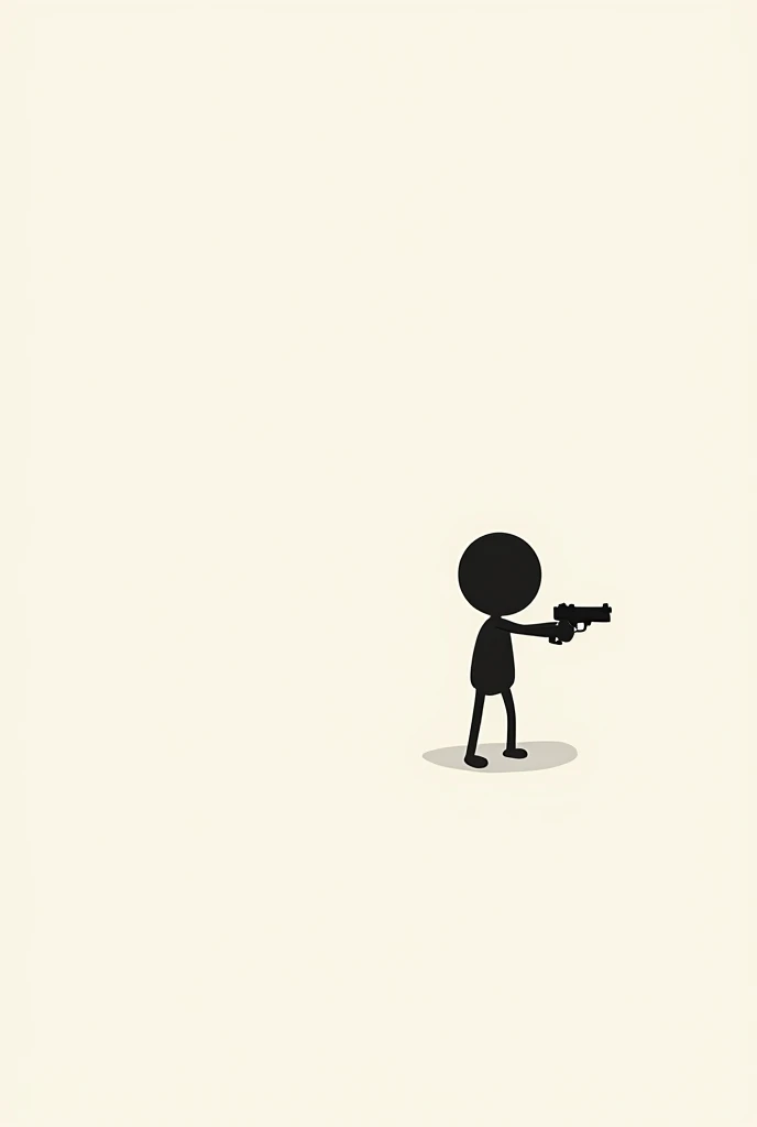 Stick figure, pistol high ready position (compressed ready), angle from the side of person
