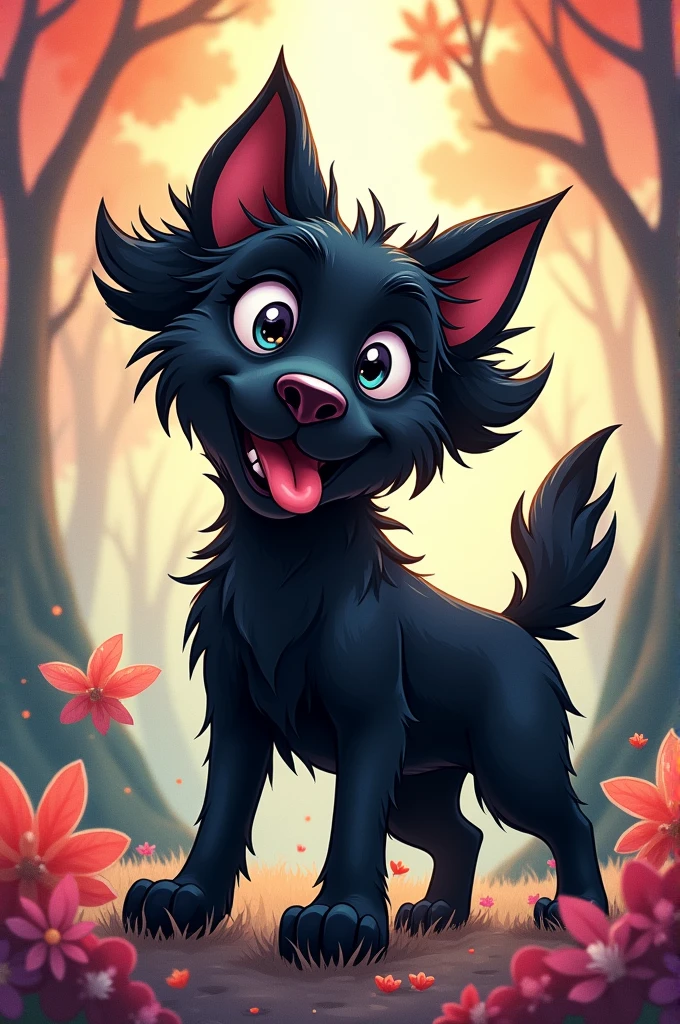 Black animated dog