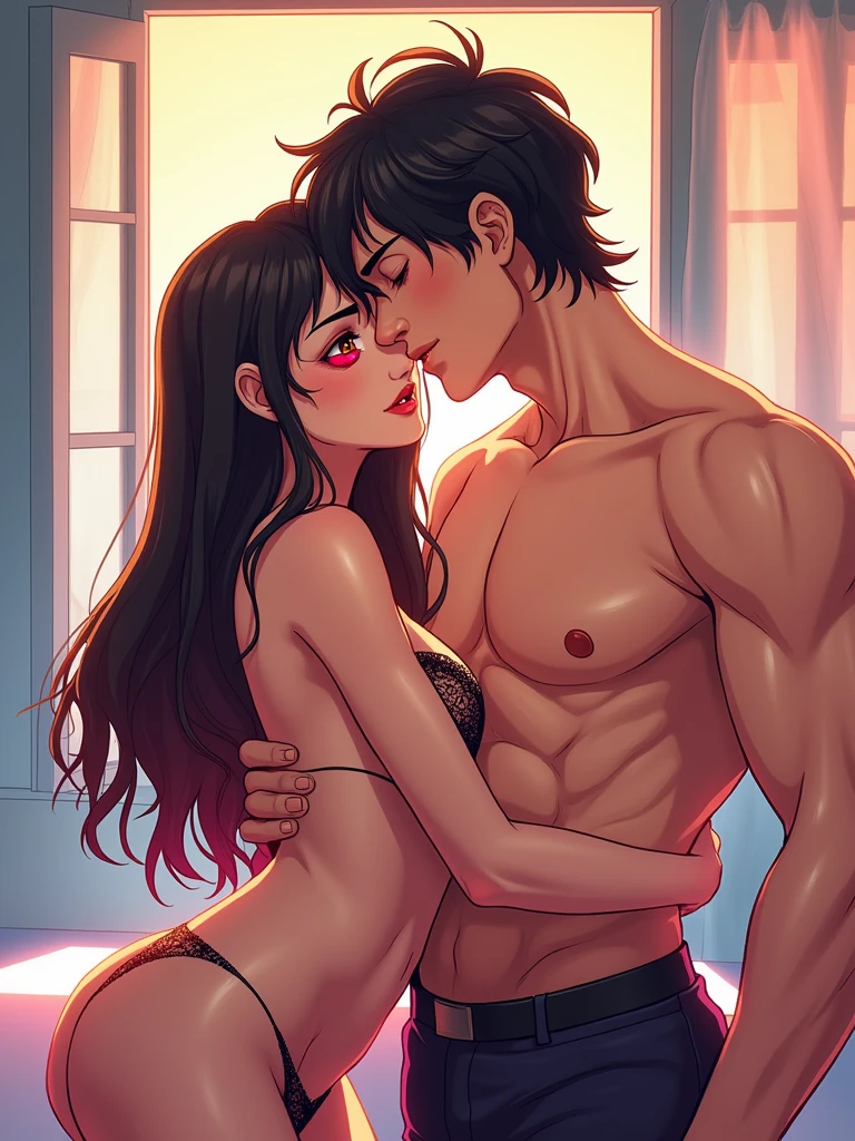 **Positive Prompt**
```score_9, score_8_up, score_7_up, score_6_up, score_5_up, score_4_up, rating_explicit, source_cartoon, source_anime, 1girl, 1boy, straight hair, heart shaped eyes, fit body, large breasts, inverted nipples, hanging breasts, vaginal sex, cowgirl position, looking at viewer, horny, tongue out, smiling, webtoon style```
**Negative Prompt**
```3d, grayscale, child, childish```