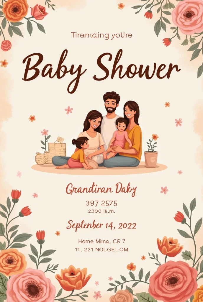 I want to make an invitation for a baby shower for Martina. Date: September 14, 2024 At 2:00 p.m. at the maternal grandparents' house. Confirm presence. I need you to enter the data