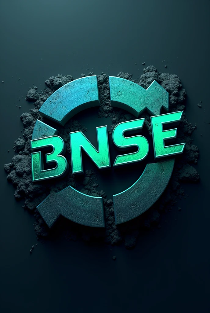 Create a super realistic logo with the acronym BNSE for various services and mining with the colors blue, green and black