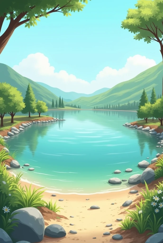 Make a 2D drawing of a lake
