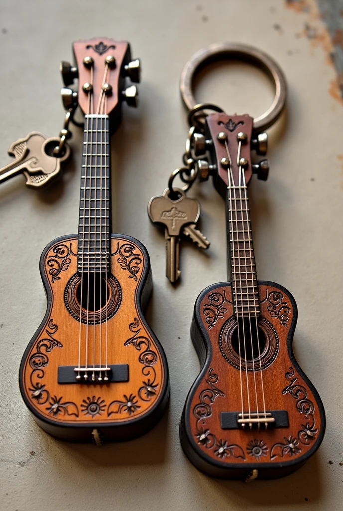 Keychains in the shape of charangos 