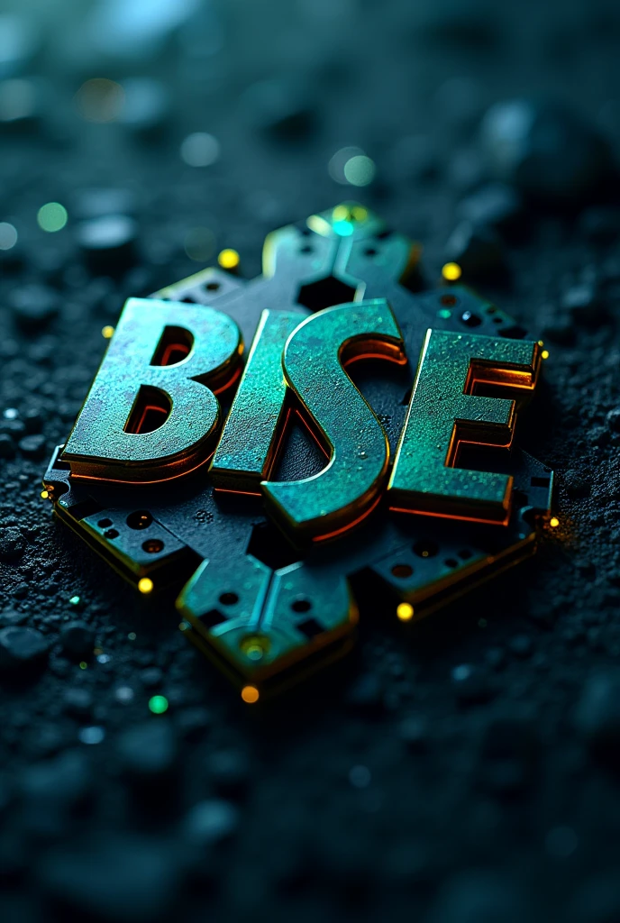 Create a super realistic logo with the acronym BNSE for various services and mining with the colors blue, green and black