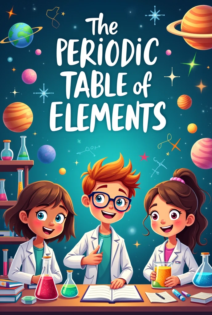 I am a 2nd grade student and I want you to create a cover for a book, The topic is mainly about everything that has to do with the periodic table., It doesn&#39;t have a title but make a space so I can put it