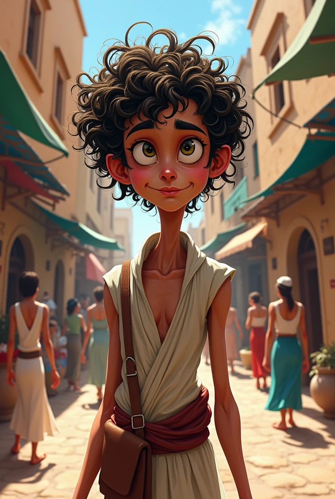 Create Aladdin with a featherweight and curly haircut that looks uglier