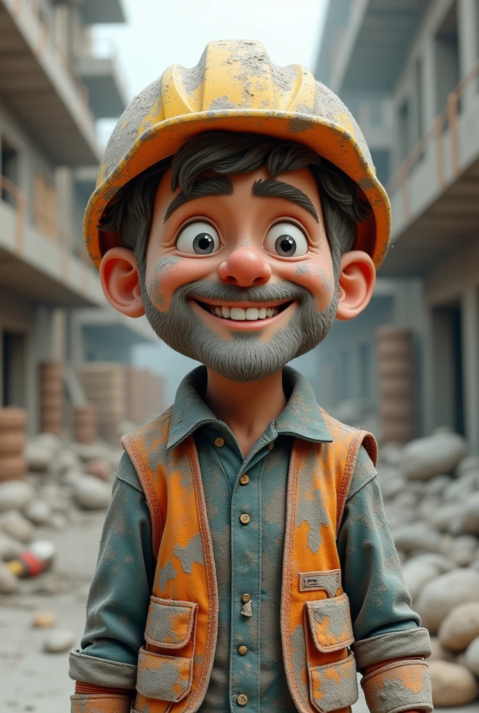 A CONSTRUCTION MAN GETTING DIRTY FROM CEMENT DUST (cheered up)