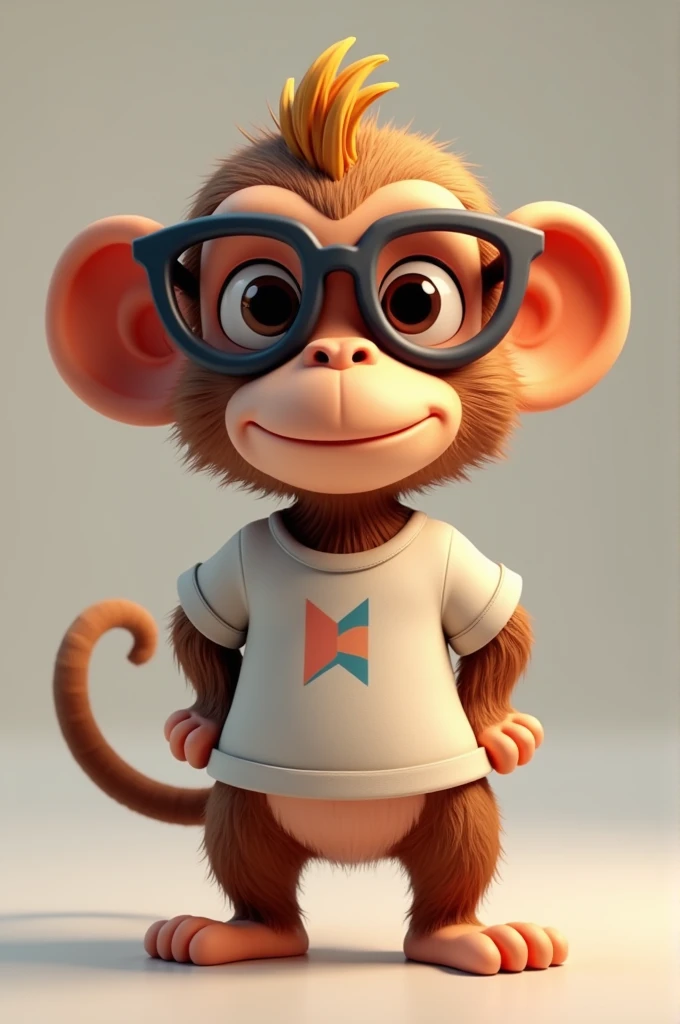 Monkey in a T-shirt and glasses 3d nft
