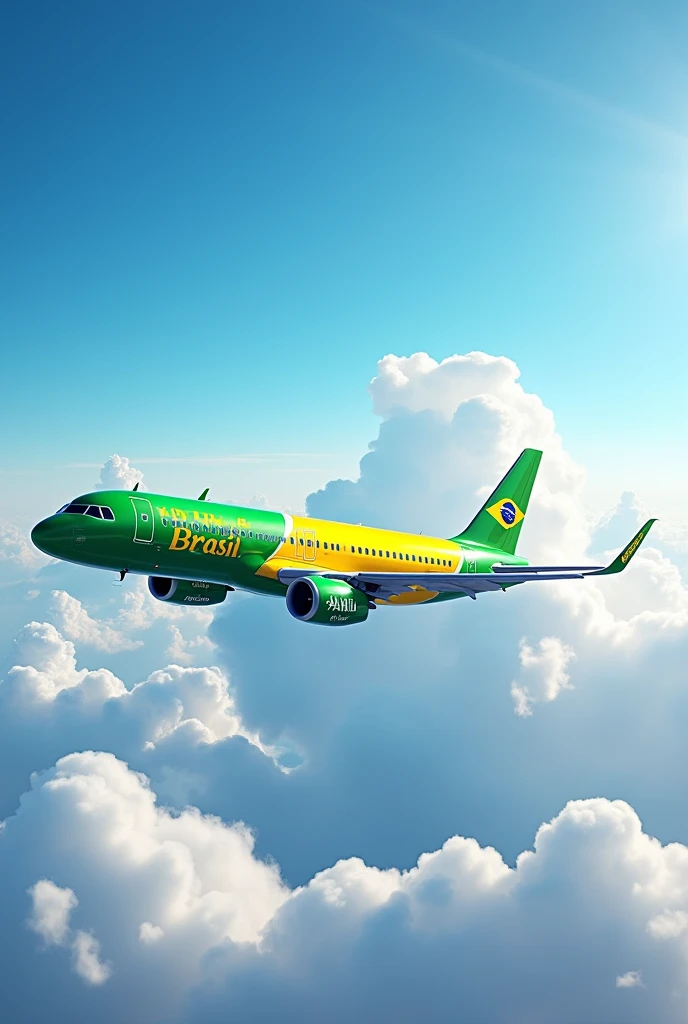 A321neo aircraft named VIVA BRASIL, be green and yellow and wizz air style