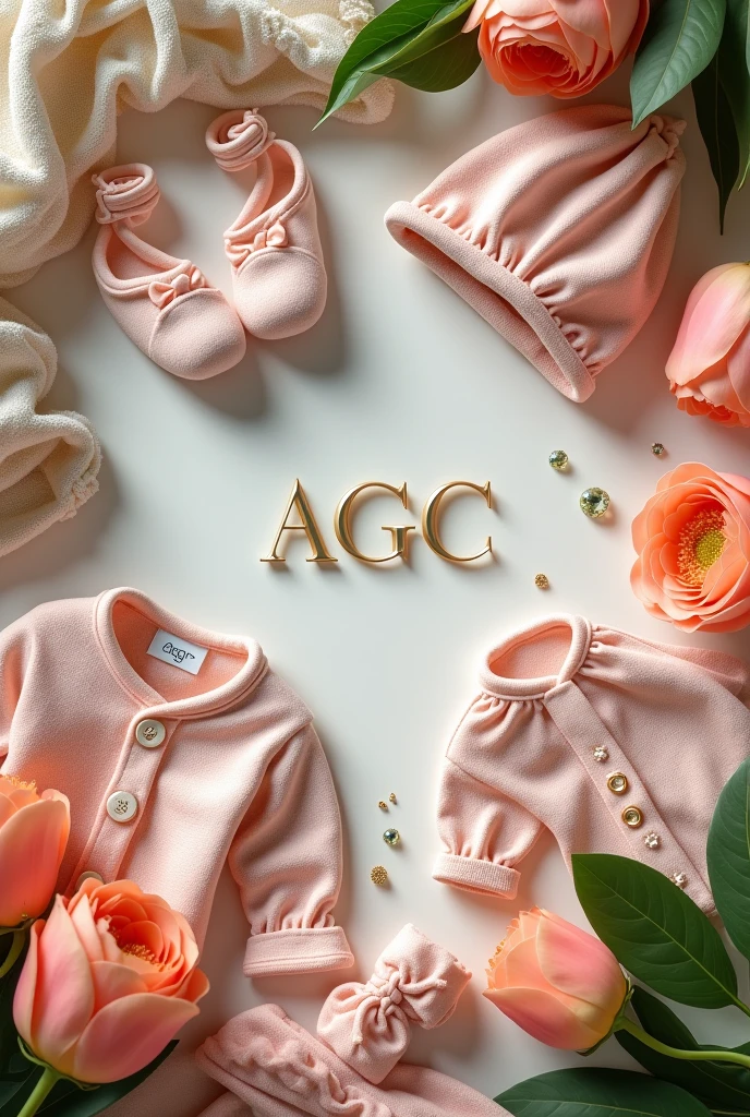 (Master piece)
Create beautifull and natural picture with flowers... of  Garments at the name of "AGC"   at the lift side of AGC put a real picture of babyte .the full picture must be in attractive shape  in the shape write the name "Ayaz Baby Garments & cosmetics