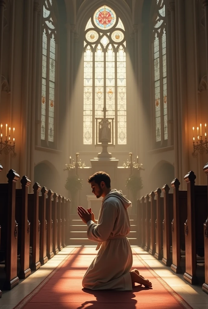 A man praying in church 
