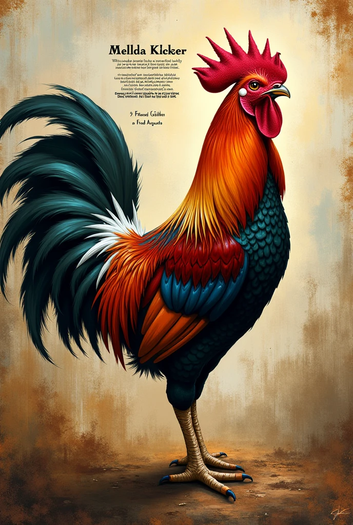 an art with the writing Fred Augusto and rooster
