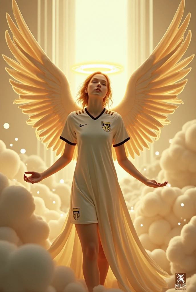 Design an angel with the cream shirt of the Lafc of the MLS league of the USA, worthy of a cover as well as a professional 3D surrealistic image