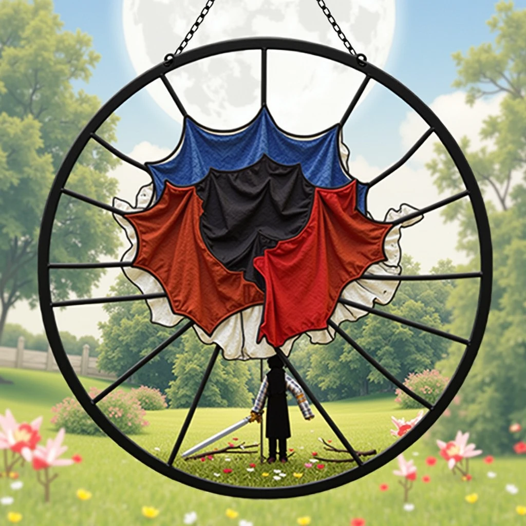 The moon falls on the eaves of clothes，Borrowing a sword to pick flowers and scatter branches