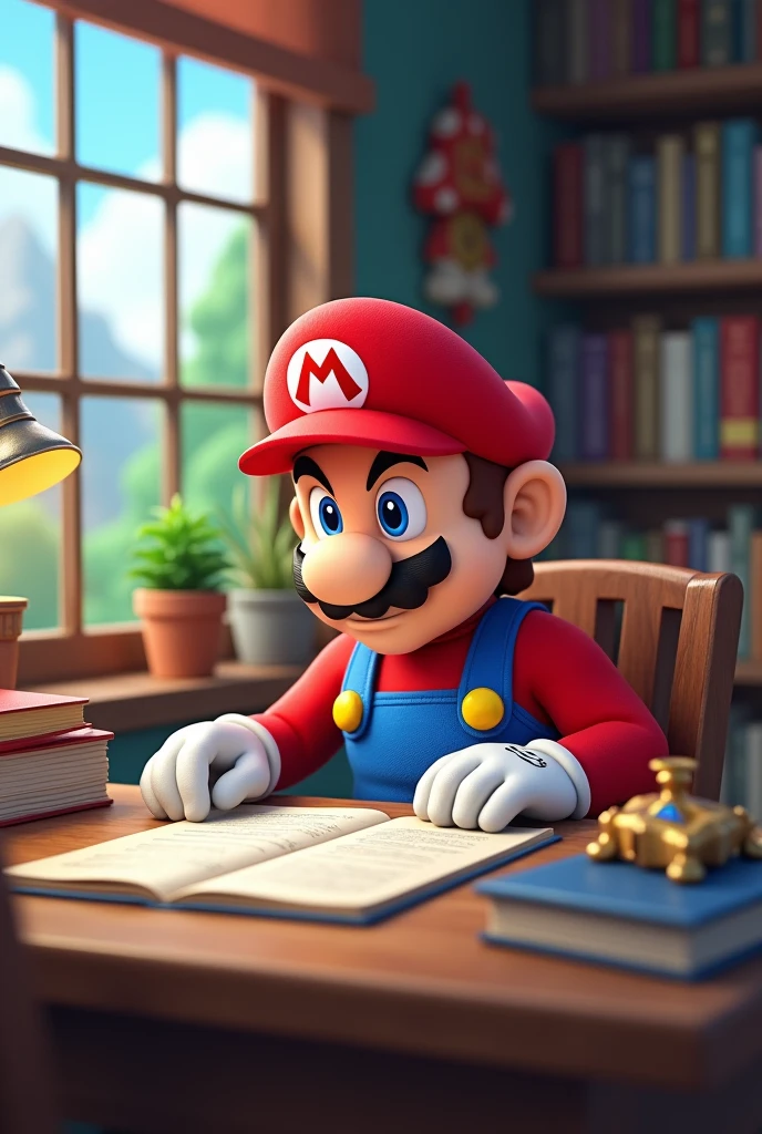 Super Mario studying