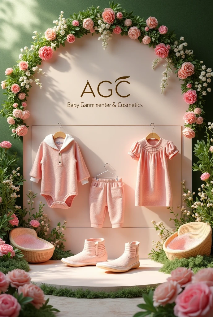 (Master piece)
Create beautifull and natural picture with flowers... of baby Garments at the name of "AGC" Ayaz Baby Garments & Cosmetics at the lift side of AGC put a real picture of baby suite .the full picture must be in attractive shape in the shape write the name "Ayaz Baby Garments & cosmetics