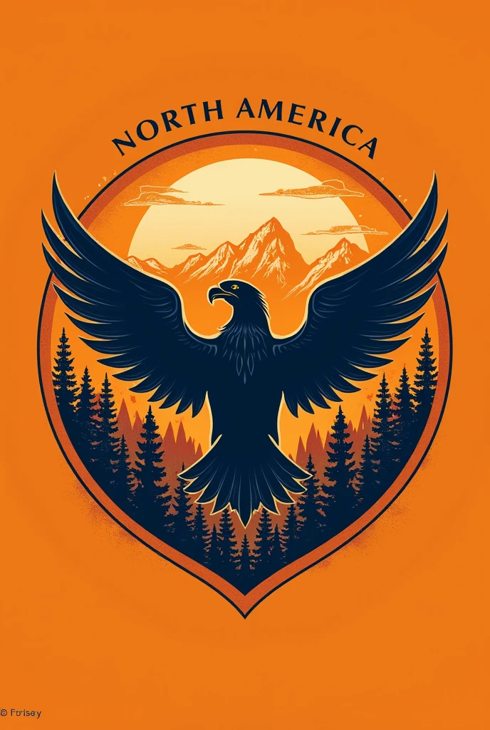 create an emblem that would represent the continent, which is North America. The design of the emblem must incorporate symbols, text, and designs that would showcase and highlight the said continent. Emblem must blend or harmonize with the color of the shirt which is orange color. Best shot and a best emblem that can make our competitors wow