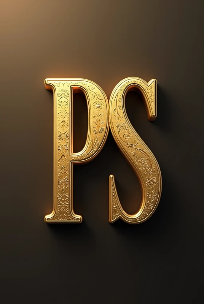 Create a logo with the letters PS in metallic gold 