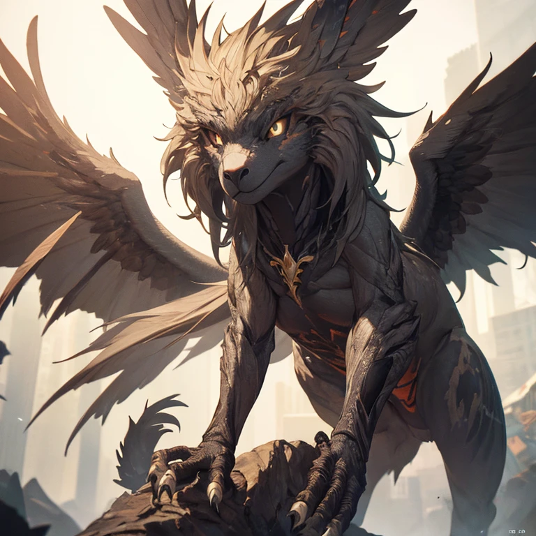 グリフォン:1.5, Griffin:1.5, UHD, retina, masterpiece, accurate, anatomically correct, textured skin, super detail, high details, high quality, best quality, highres, 8k