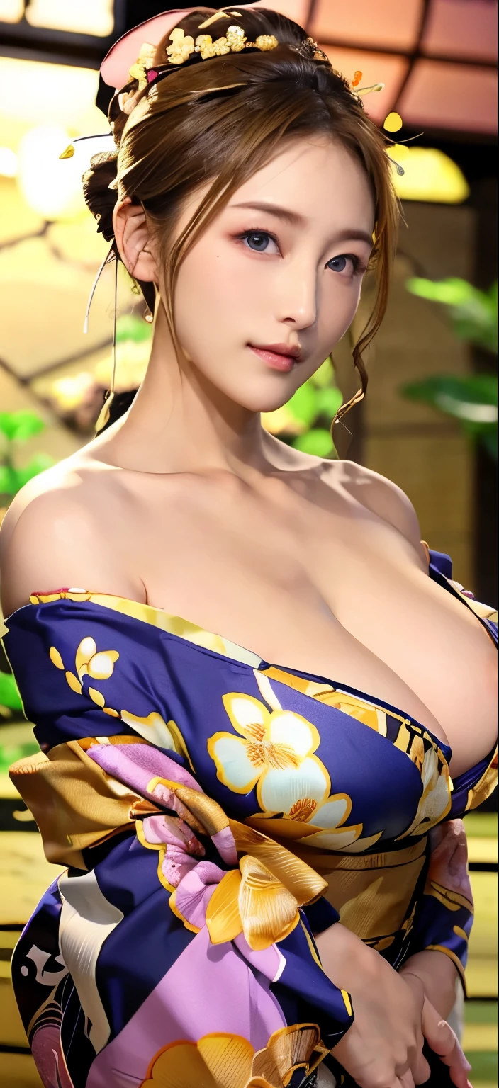 Realistic:1.8、blonde、Italian、Highest quality、1 girl、,Glowing Skin、Big Breasts 、Professional Lighting,Realistic、Perfect body、super high quality、Ultra-high Realistic image quality、Japanese、(Off-the-shoulder short length floral pattern kimono:1.6)、(Huge breasts:1.7)、(Cleavage:1.5)、Tight waist、(blonde:1.3)、(Blurred Background)、(Grin)、、blue eyes、blonde、Tattoos all over the body、Sit with your legs apart、Covered in oil、〔Black pubic hair〕、short hair、Hair tied up、Full body photo、Sexy Face、short hair、 A look of complete lust、(((masterpiece)))、((Highest quality))、((超Realistic))、成熟したwoman、成熟したwoman、perspective、Very detailed、The perfect temptation、Best image quality、Fine-grained image quality、beautiful、European, woman, French, woman Italian, Italian, smile、blue eyes、jewelry, blue eyes, Realistic, High resolution, Soft Light,Hip Up, Glowing Skin, (Detailed face),tattoo, jewelry, , night, blonde, Wavy Hair,attractive appearance, smile, Perfect Style, Perfect balance, 