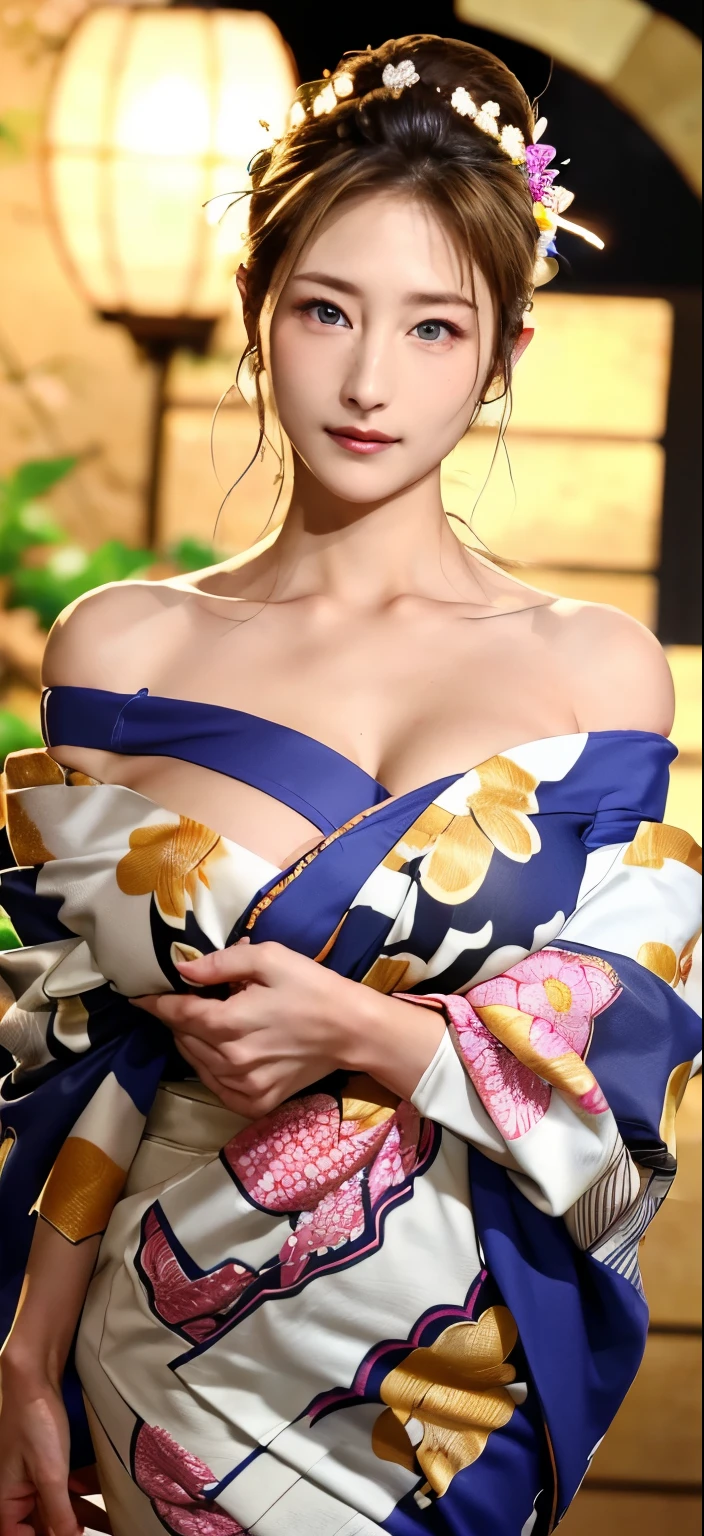 Realistic:1.8、blonde、Italian、Highest quality、1 girl、,Glowing Skin、Big Breasts 、Professional Lighting,Realistic、Perfect body、super high quality、Ultra-high Realistic image quality、Japanese、(Off-the-shoulder short length floral pattern kimono:1.6)、(Huge breasts:1.7)、(Cleavage:1.5)、Tight waist、(blonde:1.3)、(Blurred Background)、(Grin)、、blue eyes、blonde、Tattoos all over the body、Sit with your legs apart、Covered in oil、〔Black pubic hair〕、short hair、Hair tied up、Full body photo、Sexy Face、short hair、 A look of complete lust、(((masterpiece)))、((Highest quality))、((超Realistic))、成熟したwoman、成熟したwoman、perspective、Very detailed、The perfect temptation、Best image quality、Fine-grained image quality、beautiful、European, woman, French, woman Italian, Italian, smile、blue eyes、jewelry, blue eyes, Realistic, High resolution, Soft Light,Hip Up, Glowing Skin, (Detailed face),tattoo, jewelry, , night, blonde, Wavy Hair,attractive appearance, smile, Perfect Style, Perfect balance,