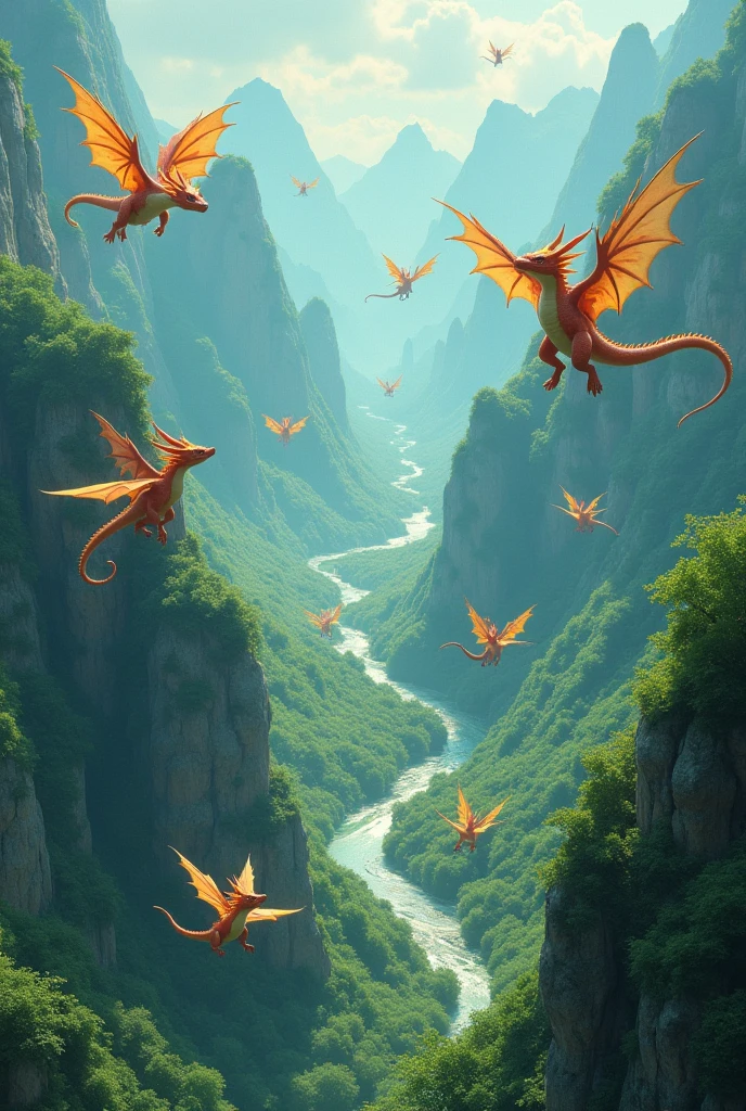 Create a vast world with little dragons