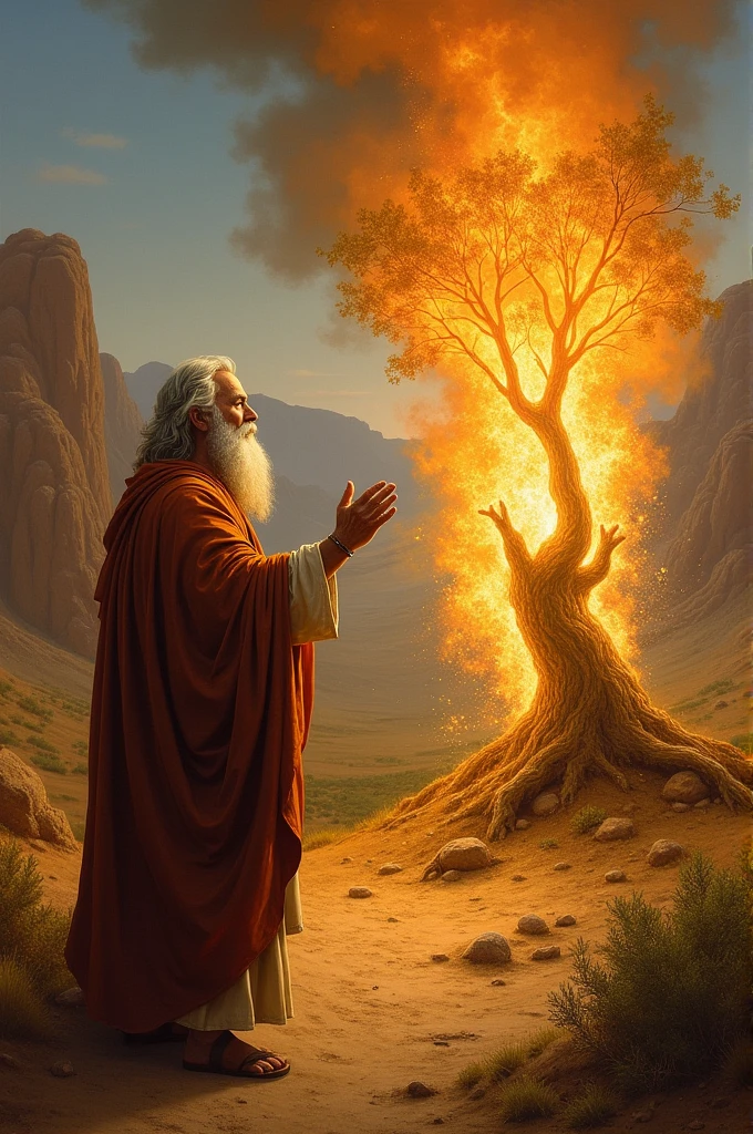 Moses before the burning bush.