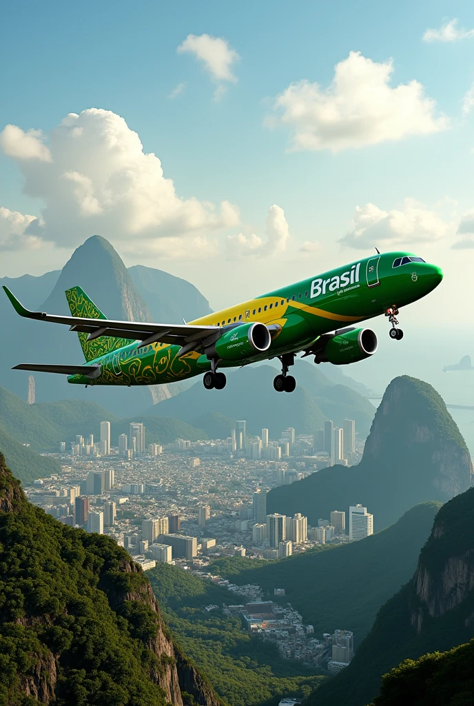 A321neo aircraft named VIVA BRASIL, be green and yellow, paying homage to Rio de Janeiro