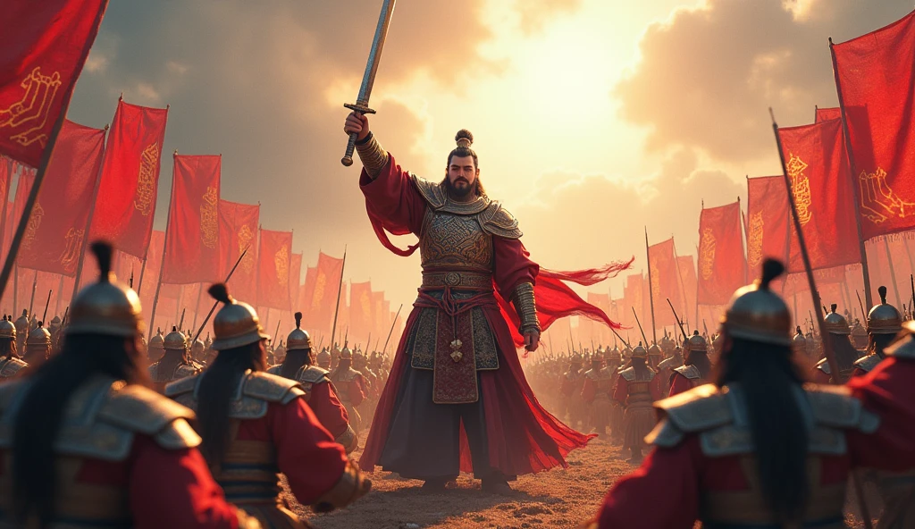 Liu Bei commanded the soldiers.