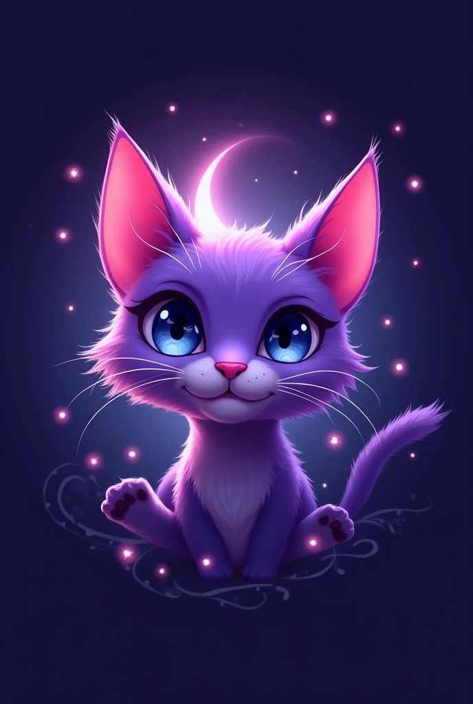  logo, cat head, purple, game, twinkle, moon