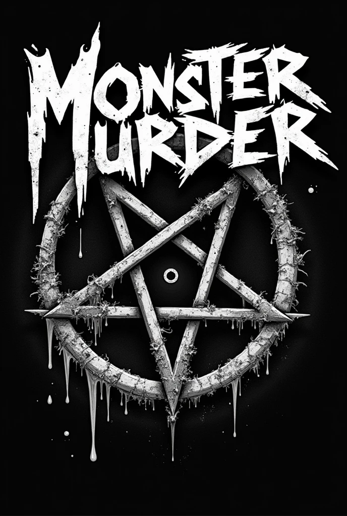 Create a logo for a thrash metal band called Monster murder with a pentagram in the background , just the pentagram and the name