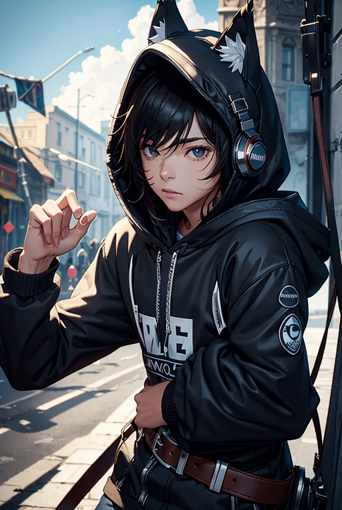 High resolution, hood, headphones, wolf ears, The best quality, LUCIANO