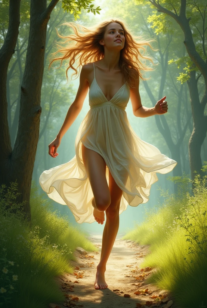 A girl without clothes running