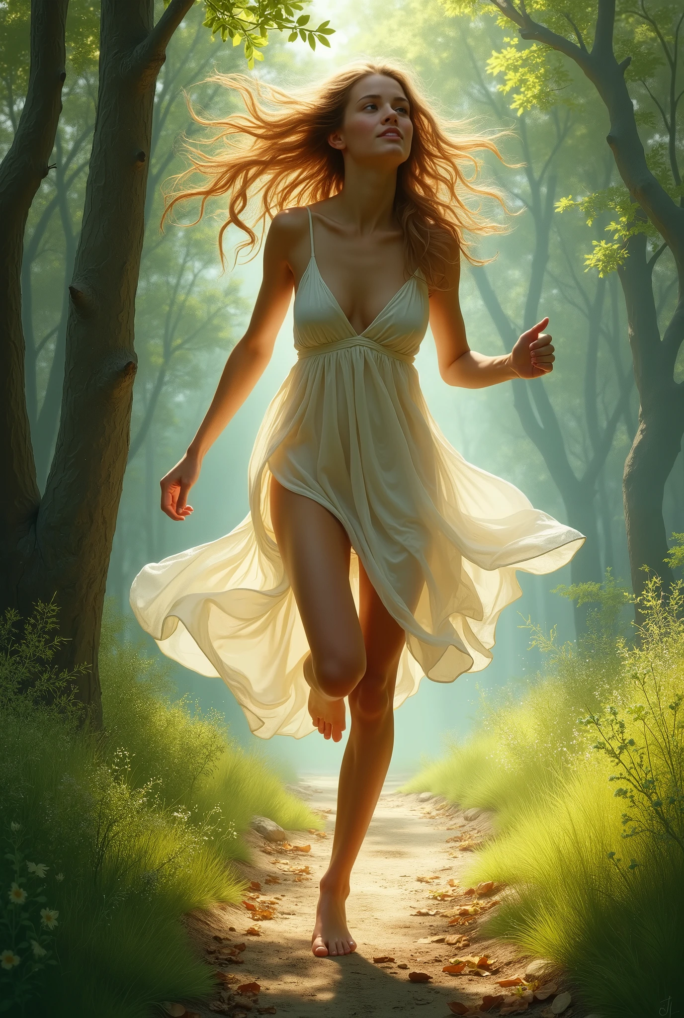 A girl without clothes running