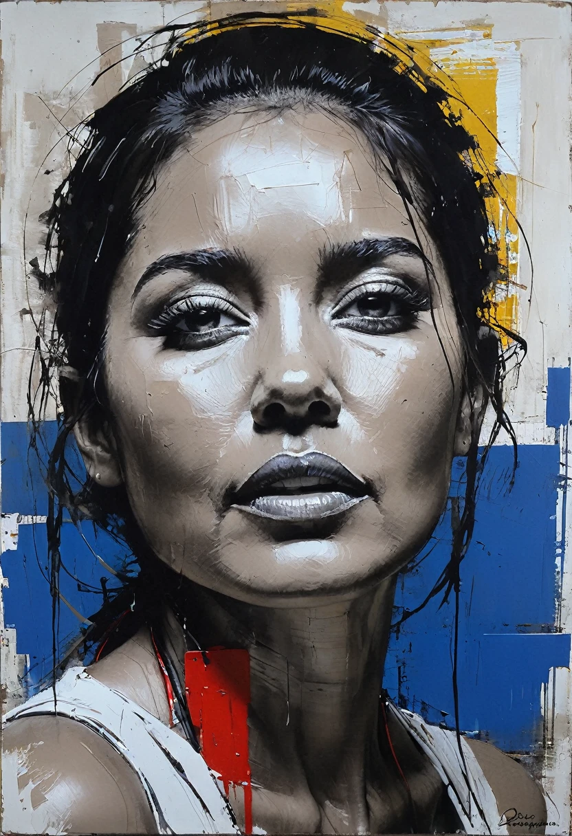  acrylic painting by Guy Denning, painting with quick strokes and use of spatula, in payne’s grey, raw umber, Naples yellow, cadmium red, cobalt blue, black and white