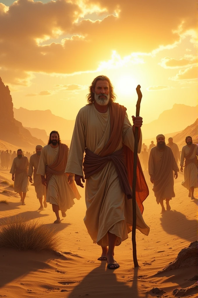 Moses leading the Israelites through the desert,