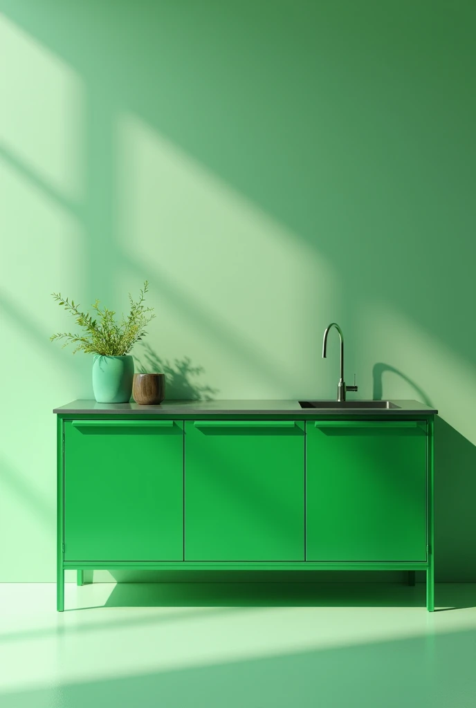 I want to create a full kitchen aluminum bufet with good aspect to do marketing. Green colour
