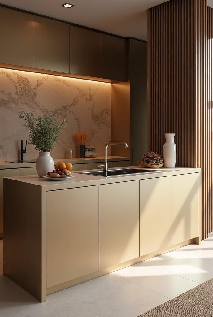 I want to create a full kitchen aluminum bufet with good aspect to do marketing. Champagne colour