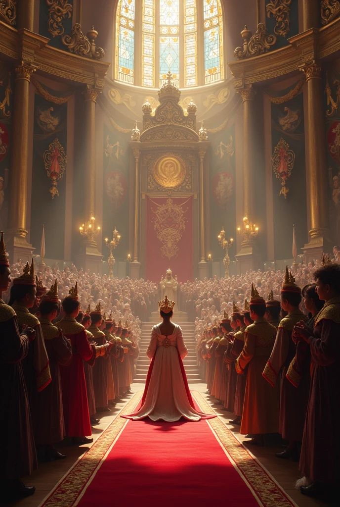 Coronation of the Queen heading towards the Royalist throne