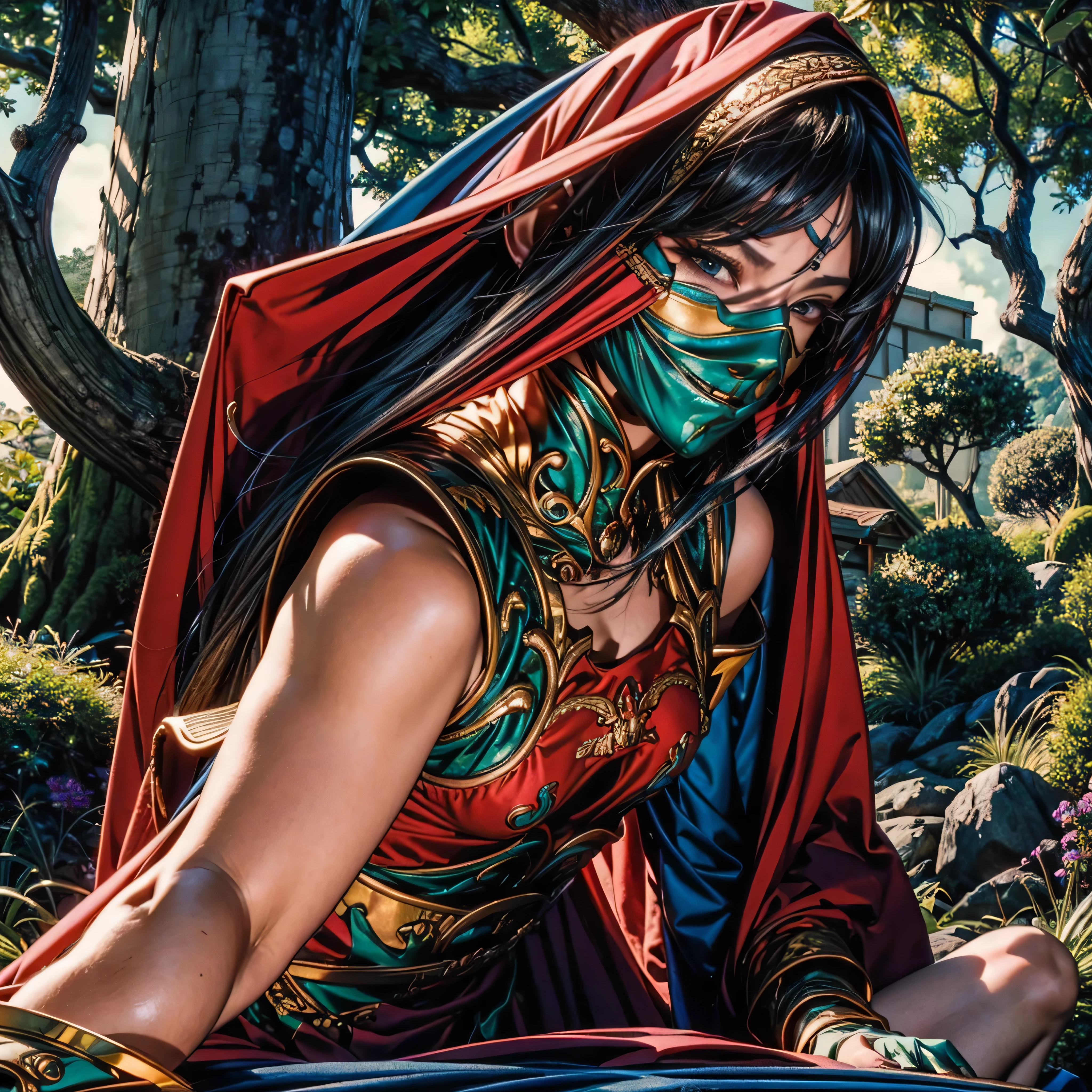 Insane (Masterpiece, extremely detailed CG, sharp line),unparalleled deedlit, offcial art, Colorful, Beautiful Japanese anime style,Extremely detailed eyes and face,Sharp pupils,realistic pupil,In the woods、cabellos largos dorados,ears of elf,Black lace panties,Slender thighs、 Secretly、squirting、convulsion、cum on、spread their legs、squatt、it feels good、ahe-face、agitation、Intense masturbation、 varies multi etc. --v 6 --s 1000 --c 20 --q 500 --chaos 100
