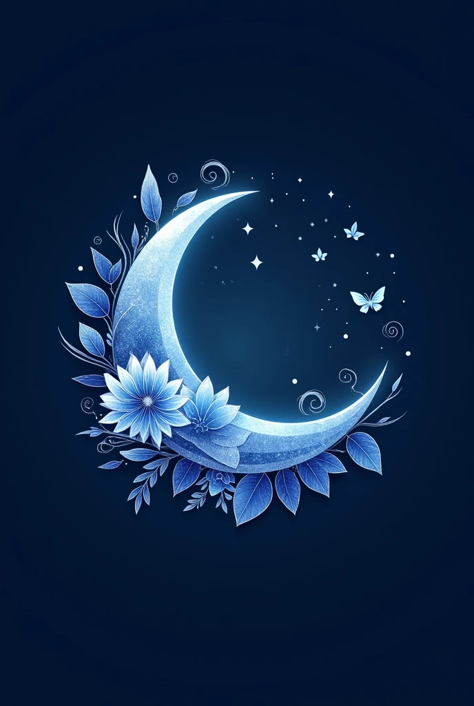 Create me a logo with the name "Bloom'S" The moon themed design with bright fantasy blue and silver colors