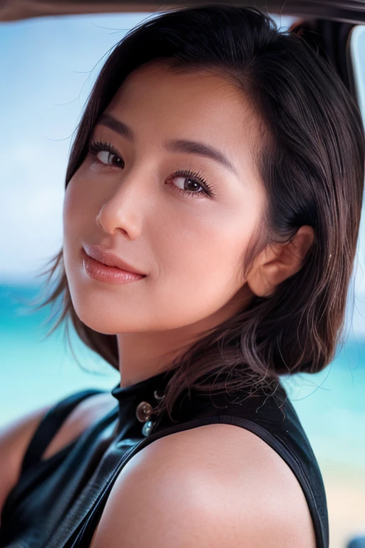 masterpiece, Highest quality, (Unreal Engine), reality:1.5, Super Resolution, Very detailed, Complex, colorful, Clear images, Sharp focus, Digital Blending,
Beautiful 70 year old woman, actress, however, however Suzuki, Black spot on lower left lip, Big Breasts, Perfect Eyes, Beautiful Eyes, Perfect Face, Ultra detailed hair, Ultra detailed face, Very detailed lips, Vivid expression, Healthy Body, Beautifully detailed sweat glands, Smooth skin texture, Beautiful Skin, Carefully drawn,
(Super shiny wetsuit), Dynamic pose,
Outdoor, Beaches in Tahiti, (Shot on Sony α9, Dynamic Angle),
