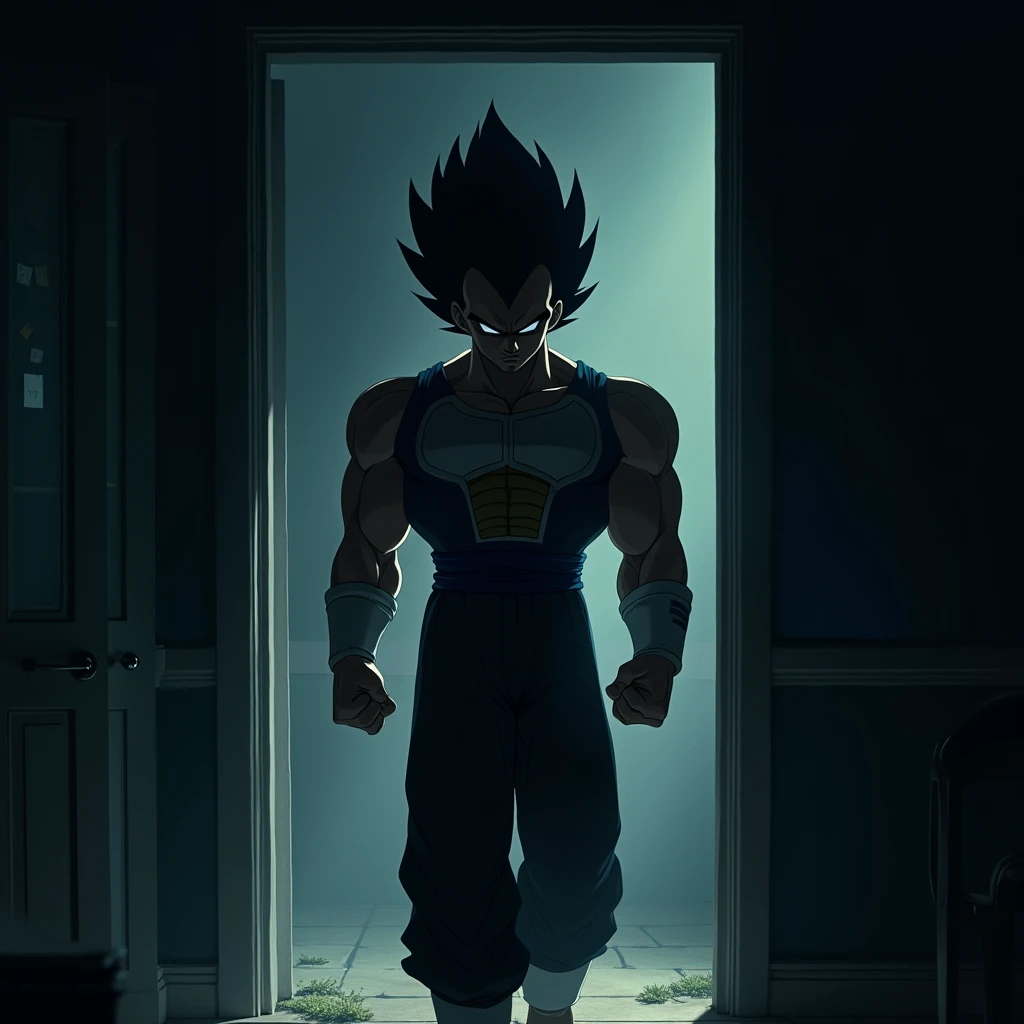 Vegeta enters the house and gets scared