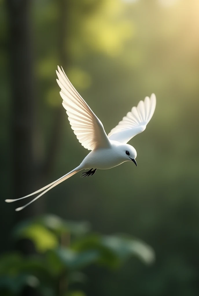 white longtail tit flying into the camera