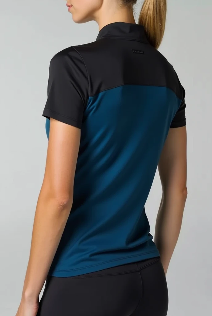 Sports blouse in the colors Black on top Blue on the bottom smoky With short sleeves Front and back