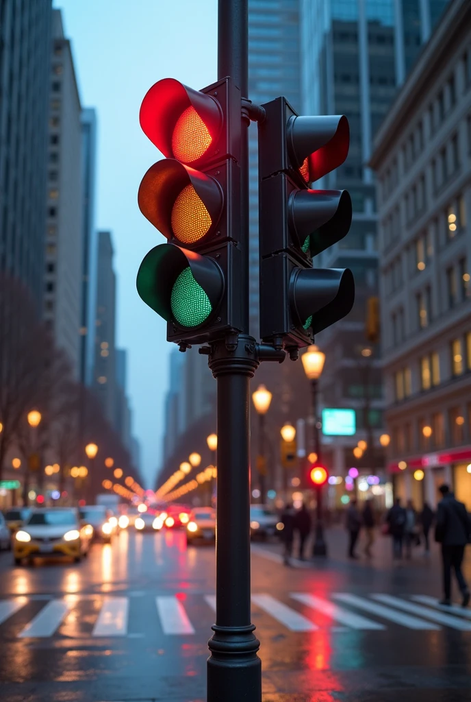 I need you to make a common traffic light connected to a 7-segment display
