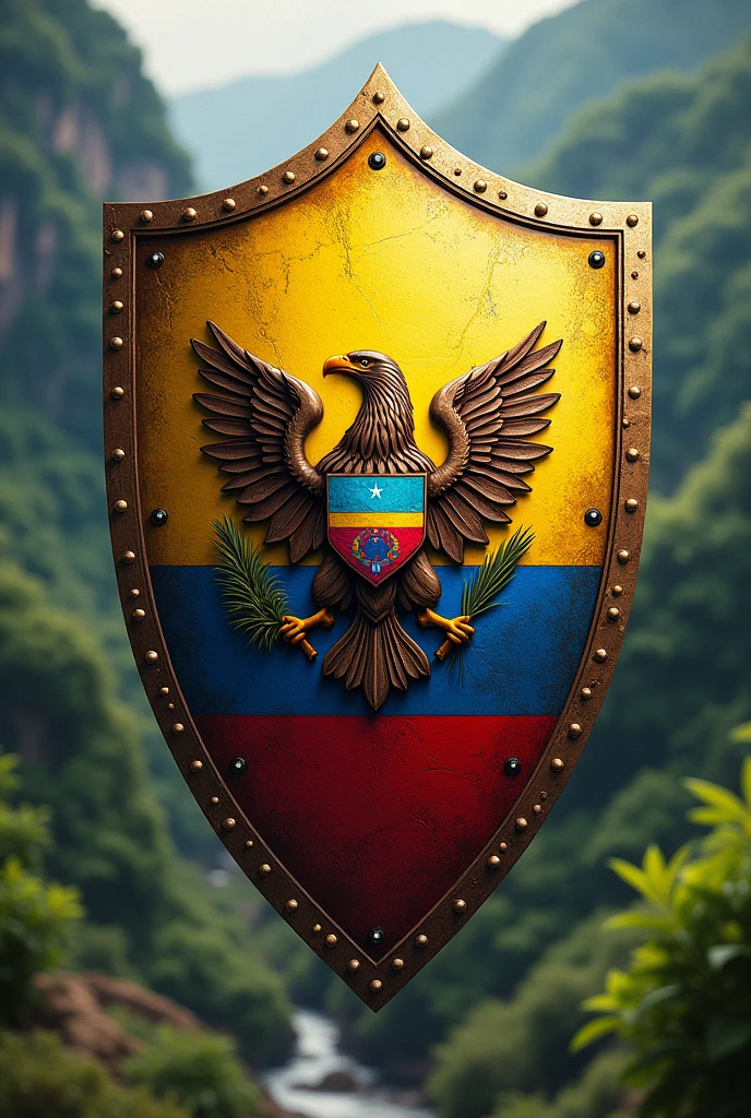 Shield of an eagle with the colors of Colombia
