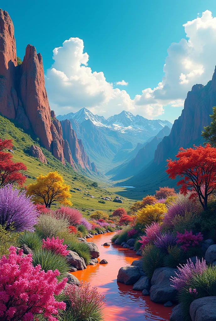 Composition of the natural landscape in polychromy and contrast